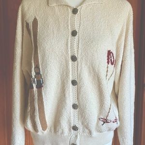 Vintage DIA North of Boston cardigan ski sweater. Beautiful metal buttons.